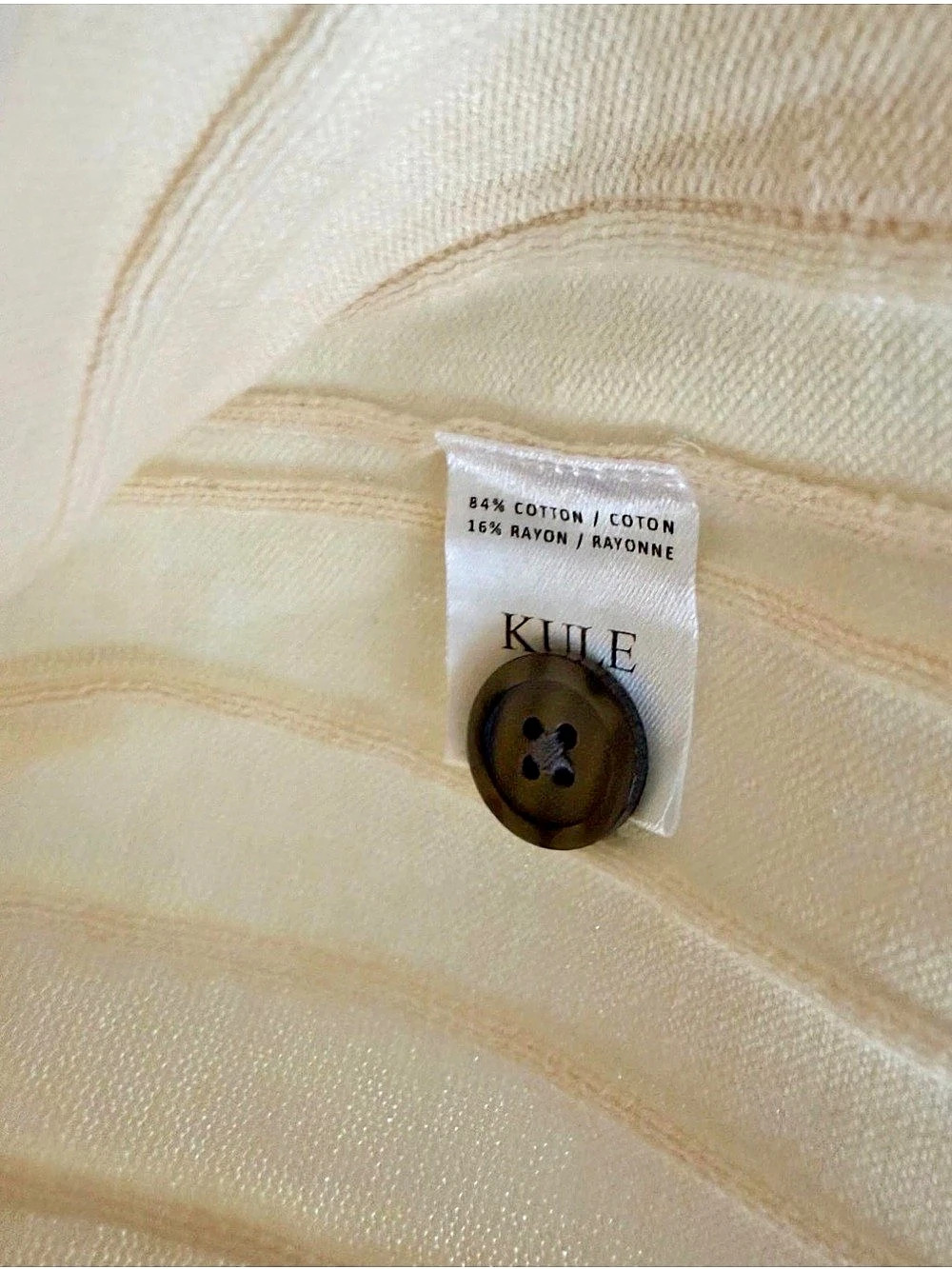 Kule Cream Ribbed Cardigan Size S - Picture 5 of 7